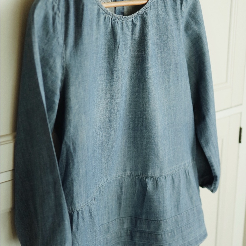 Denim 100% Cotton Peplum Blouse